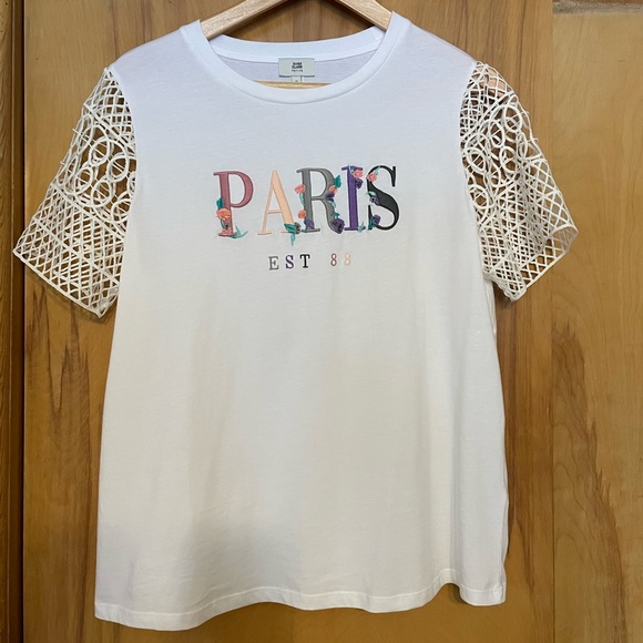 RIVER ISLAND NWOT WHITE T-SHIRT US 12P UK SZ 16 PETITE - Picture 2 of 7
